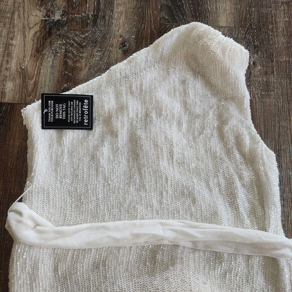 Retrofete Ella Sequin Dress in White Size Small One Shoulder NWT Belt Mini - Picture 7 of 11